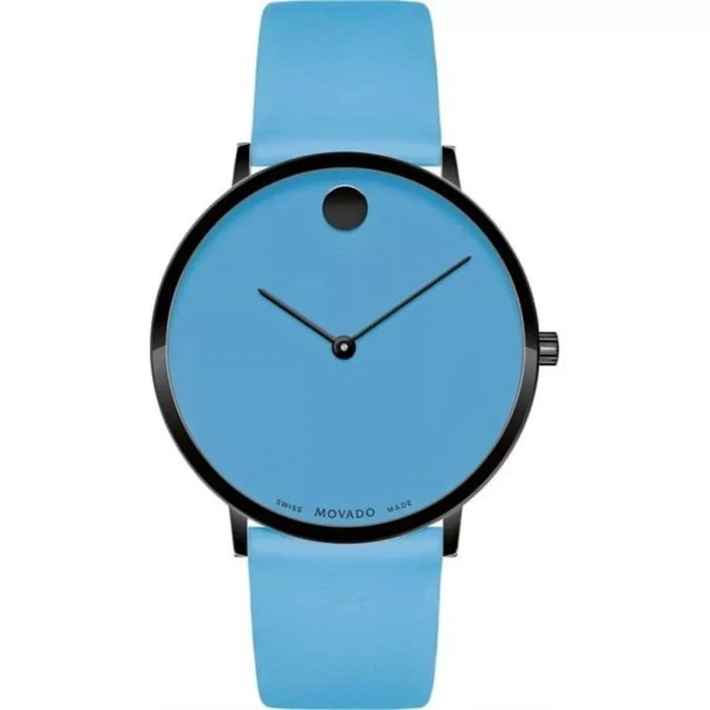 MOVADO 0607428 MODERN 47 BLUE DIAL & BLUE LEATHER STRAP 40MM SWISS UNISEX WATCH